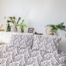 Padrão Floral Boho Moderno Ameixa Branco