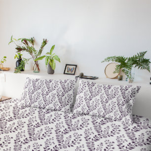 Padrão Floral Boho Moderno Ameixa Branco