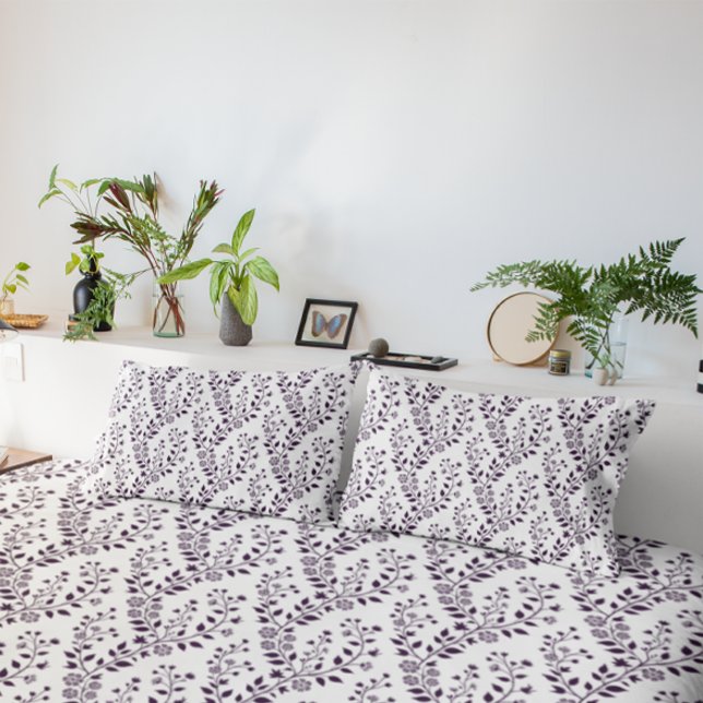 Padrão Floral Boho Moderno Ameixa Branco (Criador carregado)