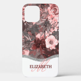 Padrão Floral Boho Watercolor - Monograma Rosa