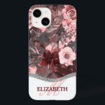 Padrão Floral Boho Watercolor - Monograma Rosa<br><div class="desc">Padrão floral elegante,  maximalista de aquarela multitonal rosa-tonal em uma cinza azul-céu © 2020 Holiday Hearts Designs. Basta adicionar seu primeiro nome e último nome para completar o design. © 2021 Holiday Hearts Designs</div>