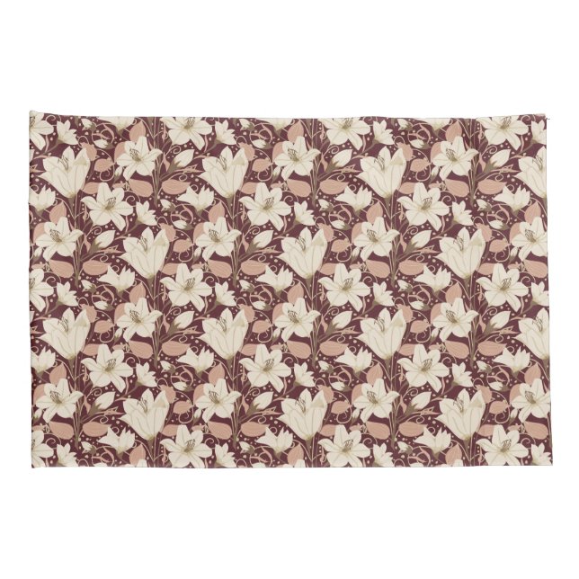 Padrão Floral Botânico Burgundy Vermelho Beige Lil (Parte Traseira - Direita)