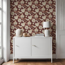 Padrão Floral Botânico Burgundy Vermelho Beige Lil