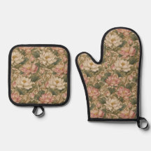 Padrão Floral Botânico de Lótus de Água Vintage