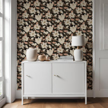 Padrão Floral Botânico Negro Beige Lily