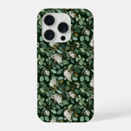 Padrão Floral Branco de Eucalipto Verde Botânico
