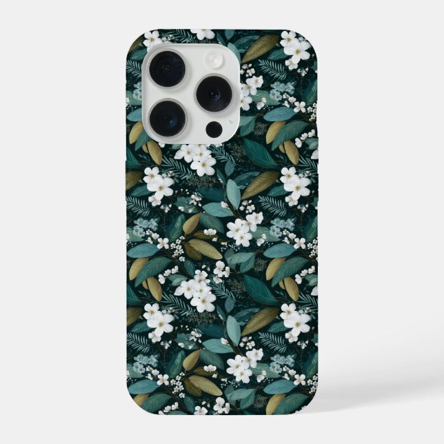 Padrão Floral Branco de Folha Florestal Botânica (Verso)