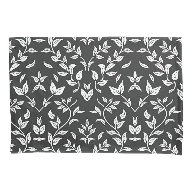 Padrão Floral Branco e Preto Elegante (Frente)
