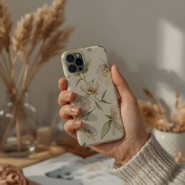 Padrão Floral Branco em Aquarela Delicada