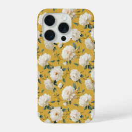 Padrão Floral Branco Flor Amarela Macia Moderna