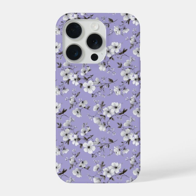 Padrão Floral Branco Flor de Lavanda Suave (Verso)