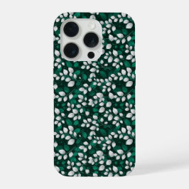 Padrão Floral Branco Folha Esmeralda Elegante