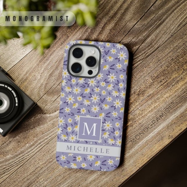 Padrão Floral Branco Violeta e Roxo Personalizável (Customizable Violet Purple White Floral Pattern iPhone Case)