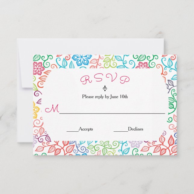 Padrão Floral - Cartão de RSVP (Frente)