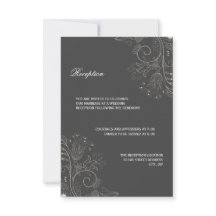 Padrão Floral Cinza/Branco - Convite de Recepção