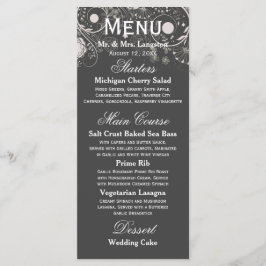 Padrão Floral Cinza/Branco - Menu de Recepção
