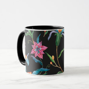 Padrão floral colorido, caneca arrojada e vibrante