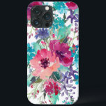 Padrão Floral Colorido de Aquarela<br><div class="desc">Na moda e feminina,  este popular design floral apresenta flores de aquarela em pinças,  púrpuras e blues. Você vai se orgulhar de mostrar seu telefone com este belo caso vibrante!</div>