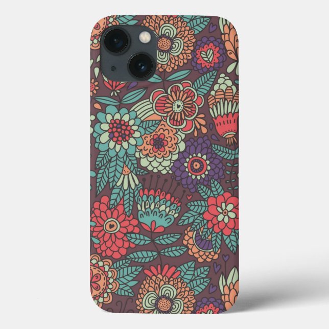 Padrão floral colorido no estilo de desenho animad (Verso)