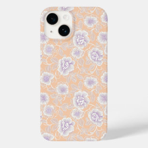 Padrão Floral com Cores de Pêssego e Lavanda