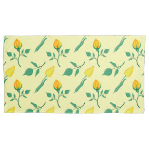 Padrão floral com rosa amarela e flores tulipas