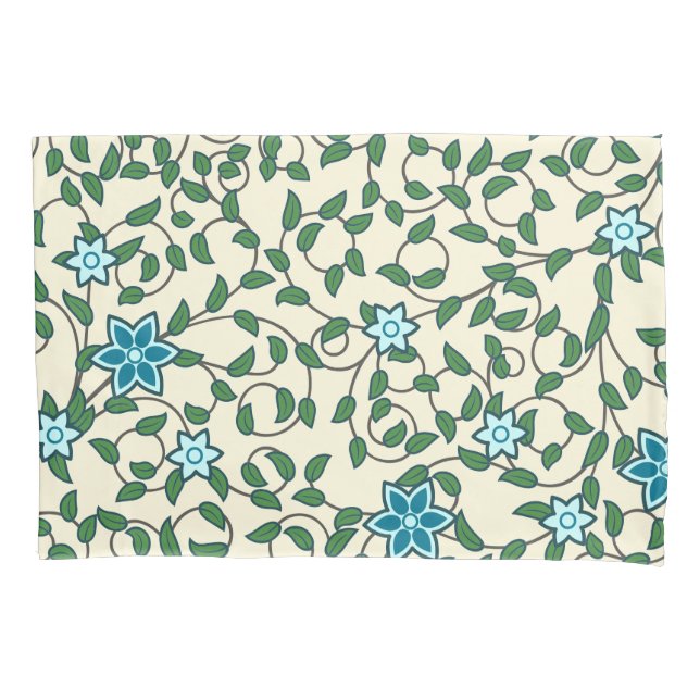 Padrão floral contínuo em fundo bege (Frente-Esquerda)