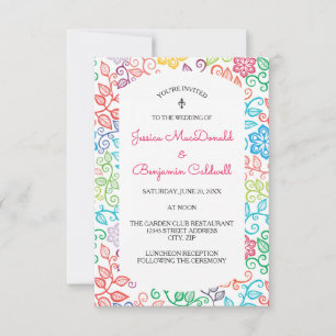 Padrão Floral - Convite de Casamento 3x5