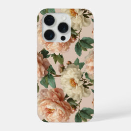 Padrão Floral Creme Peônia Bege Vintage