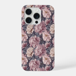 Padrão Floral Creme Peônia Roxa Romântica