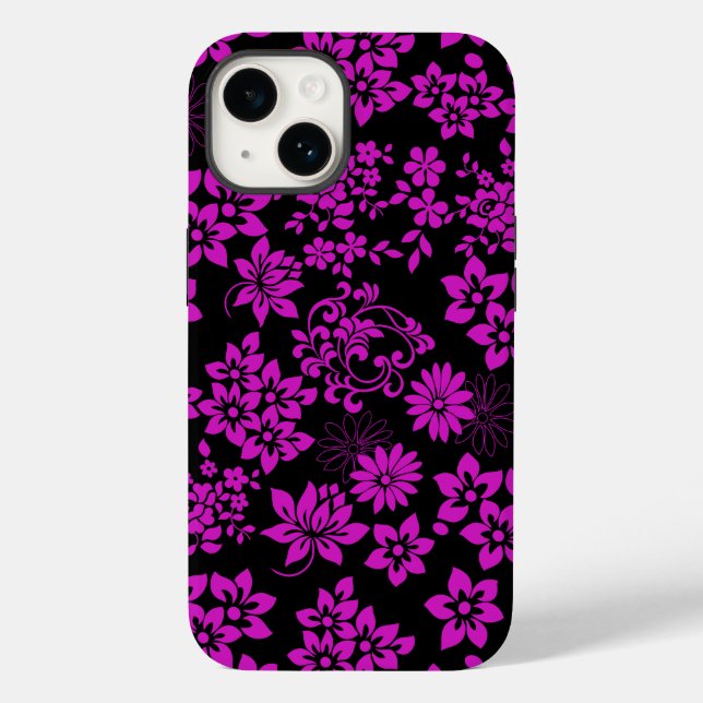 Padrão floral D02.rosa.b Preto BG (Verso)