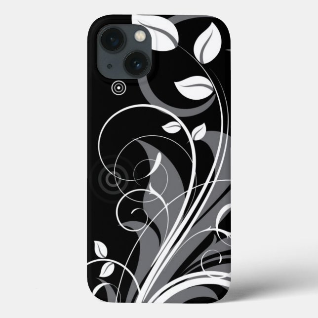 Padrão Floral da cinza em Preto (Verso)