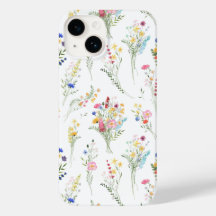 Padrão Floral de Aquarela de Flores Silvestres