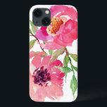 Padrão Floral de Cor de Água Rosa Girly<br><div class="desc">Bonito e feminino,  este vibrante padrão floral cor-de-água rosa apresenta um par de flores cor-de-rosa profundas com ramos fluidos que adicionam um toque de verde. Ele adiciona uma tendência e um visual moderno ao seu celular inteligente.</div>