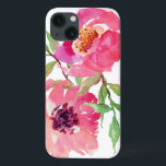 Padrão Floral de Cor de Água Rosa Girly<br><div class="desc">Bonito e feminino,  este vibrante padrão floral cor-de-água rosa apresenta um par de flores cor-de-rosa profundas com ramos fluidos que adicionam um toque de verde. Ele adiciona uma tendência e um visual moderno ao seu celular inteligente.</div>