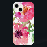 Padrão Floral de Cor de Água Rosa Girly<br><div class="desc">Bonito e feminino,  este vibrante padrão floral cor-de-água rosa apresenta um par de flores cor-de-rosa profundas com ramos fluidos que adicionam um toque de verde. Ele adiciona uma tendência e um visual moderno ao seu celular inteligente.</div>