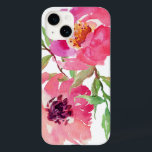 Padrão Floral de Cor de Água Rosa Girly<br><div class="desc">Bonito e feminino,  este vibrante padrão floral cor-de-água rosa apresenta um par de flores cor-de-rosa profundas com ramos fluidos que adicionam um toque de verde. Ele adiciona uma tendência e um visual moderno ao seu celular inteligente.</div>