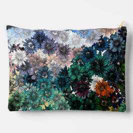 PADRÃO FLORAL DE CRISÂNTEMO AZUL E TERRACOTA