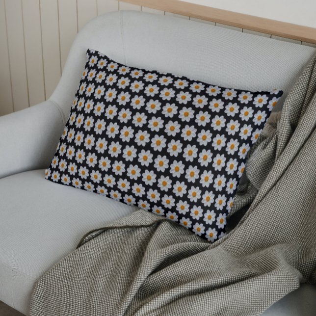 Padrão Floral de Dahlia Branca em Preto (In Situ)