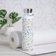 Padrão Floral de Flor Silvestre Aquarela Azul Roxo