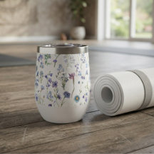 Padrão Floral de Flor Silvestre Aquarela Azul Roxo