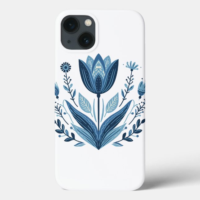 Padrão Floral de Folk Azul (Verso)