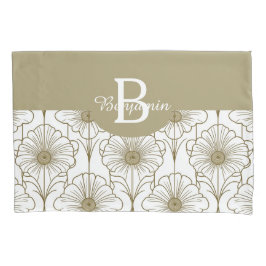 Padrão Floral de Linha Dourada Pillowcase
