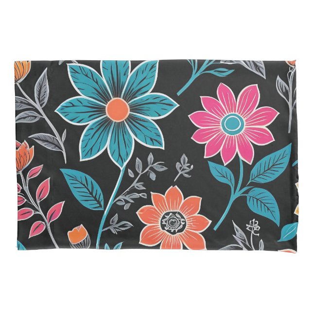 Padrão Floral de Linoprint Colorido (Frente)