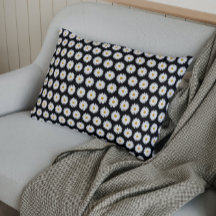 Padrão Floral de Margarida Branca em Preto