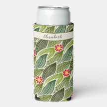 Padrão Floral de Margarida Verde Vermelha-Cute Gro