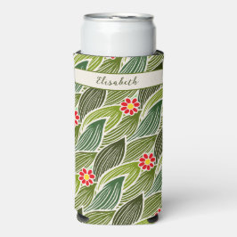 Padrão Floral de Margarida Verde Vermelha-Cute Gro