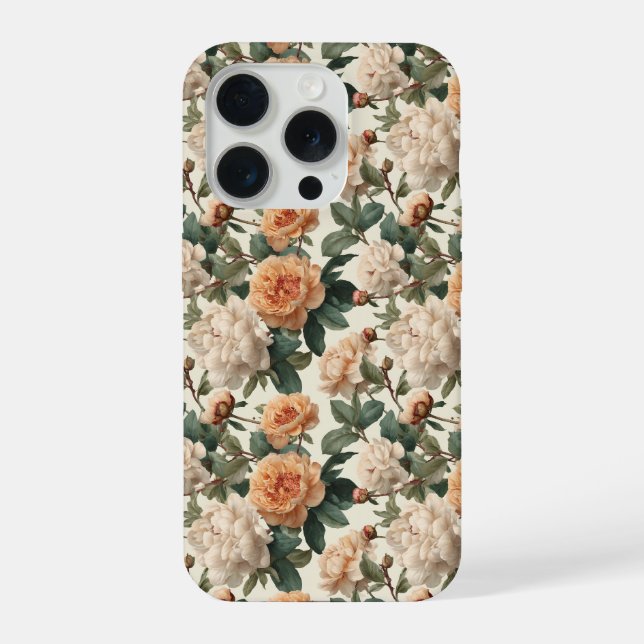 Padrão Floral de Peônia em Marfim Rosa Romântico (Verso)
