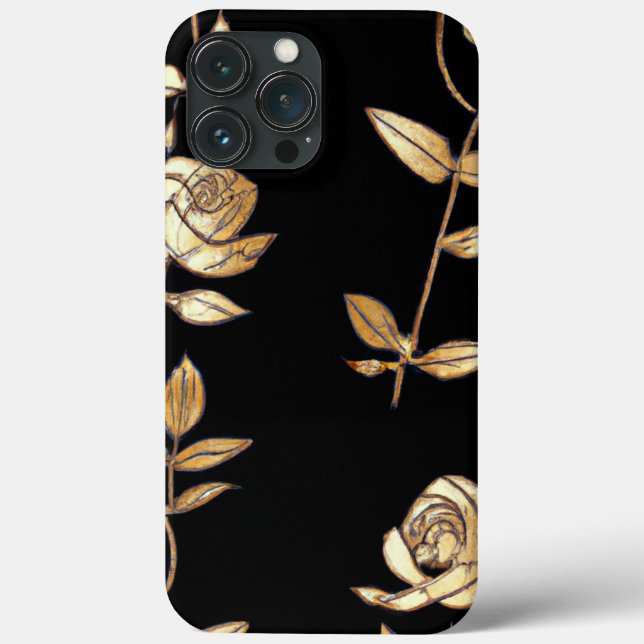 Padrão Floral de Rosa preto e Dourado (Verso)