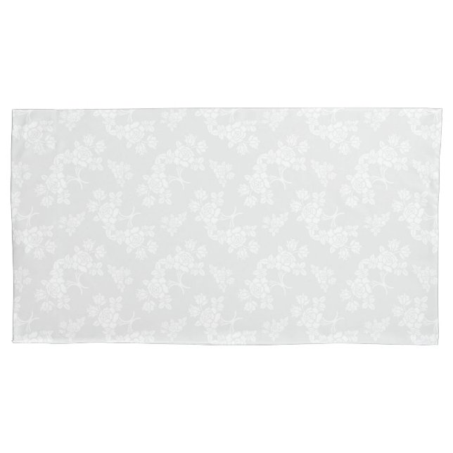 Padrão Floral de Rosas Branco sobre Cinza Claro Qu (Frente)