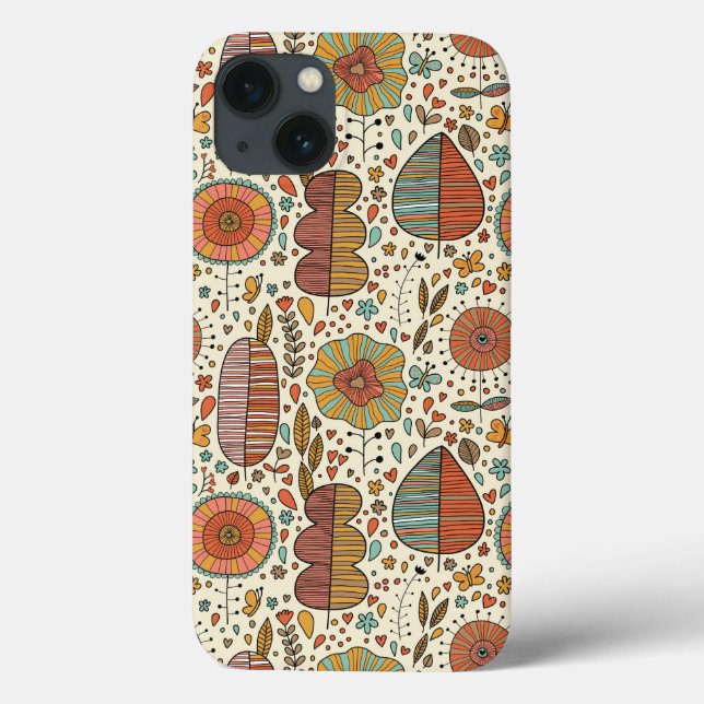 Padrão floral de Verão feito de folhas (Verso)